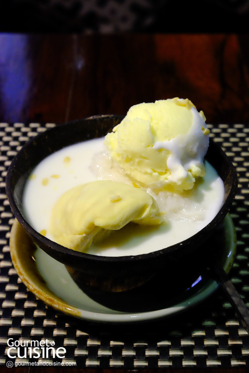 Durian Sticky Rice Pudding and with Durian Ice Cream