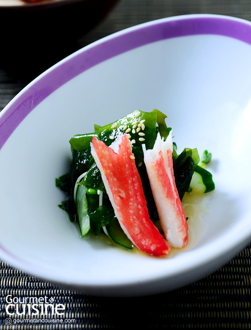 Snow crab and Naruto seaweed salad. Tosazu vinegar sauce 