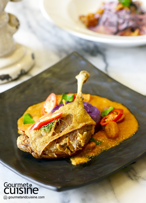 Crispy Duck Confit Served with Panang Red Curry & Mashed Sweet Potato