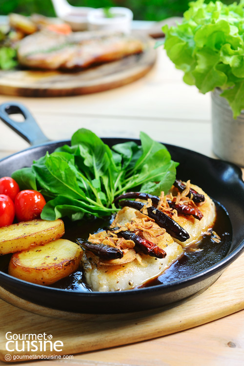 Panfried Snow Fish with Tamarind Sauce & Rocket 