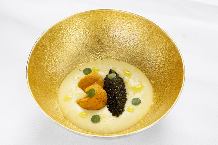 Sea Urchin and Potato Foam, Champagne Sauce