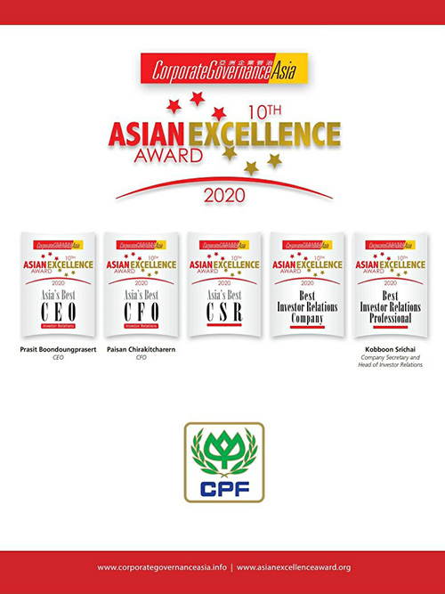 CPF คว้า 5 รางวัล The Asian Excellence Awards ตอกย้ำองค์กรเป็นเลิศแห่งเอเชีย