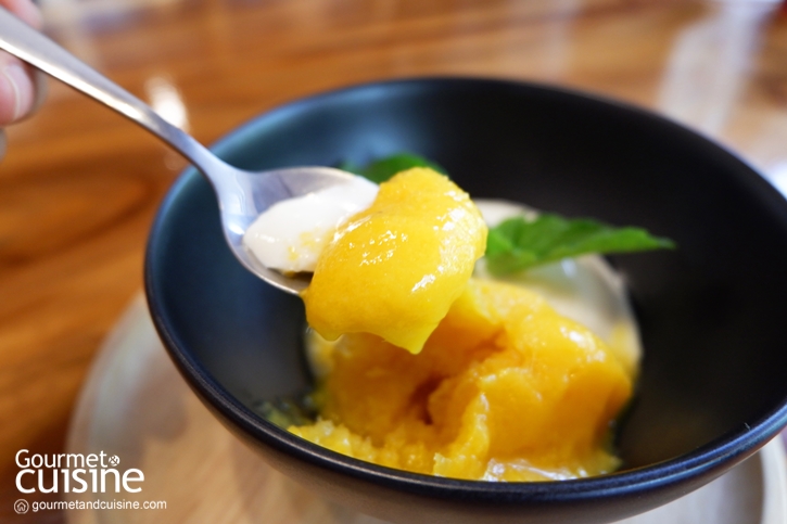 Coconut Panna Cotta and Mango Sorbet