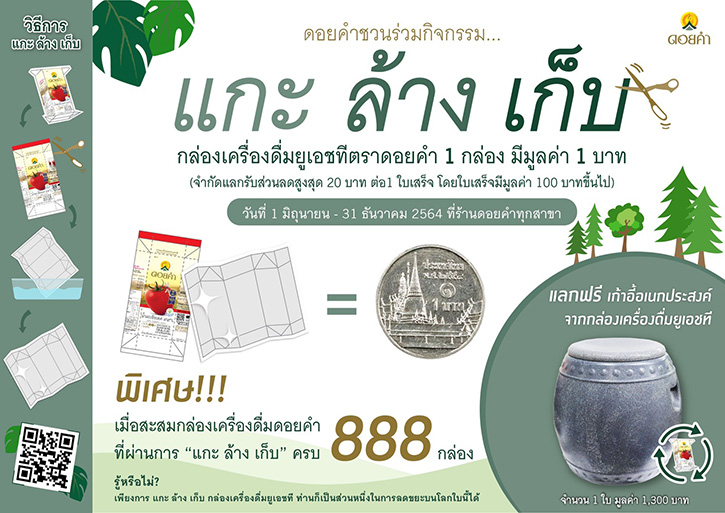 ดอยคำ ชวนรัก(ษ์) โลก มุ่งสู่สังคมไร้ขยะ 1 กล่อง มีมูลค่า 1 บาท กับกิจกรรม "แกะ ล้าง เก็บ"