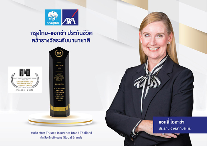 กรุงไทย–แอกซ่า ประกันชีวิต คว้ารางวัลระดับนานาชาติ  “Most Trusted Insurance Brand Thailand” จาก Global Brands 