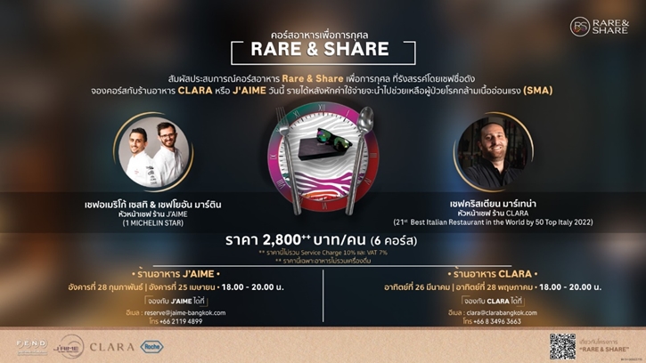 ร้านอาหาร CLARA และ J’AIME ชวนชิมมื้ออาหารเพื่อการกุศล RARE & SHARE