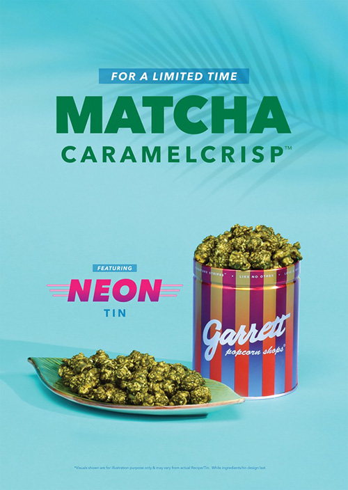 กลับมาอีกครั้งอย่างมีสไตล์กับ Matcha CaramelCrisp™ รสชาติสุดโปรดของแฟน ๆ Garrett Popcorn Shops®