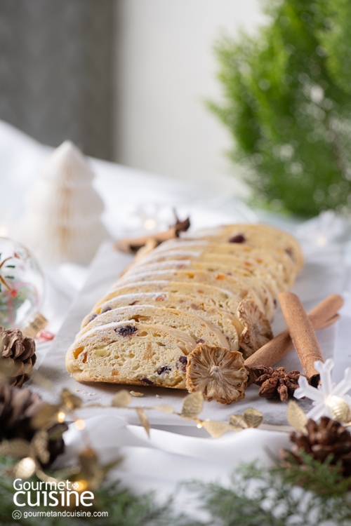 Xmas Stollen ขนมปังชต็อลเลินคริสต์มาส  สูตรโดยเชฟดัสติน แบกซ์เตอร์ จากโรงแรม โรสวูด กรุงเทพฯ